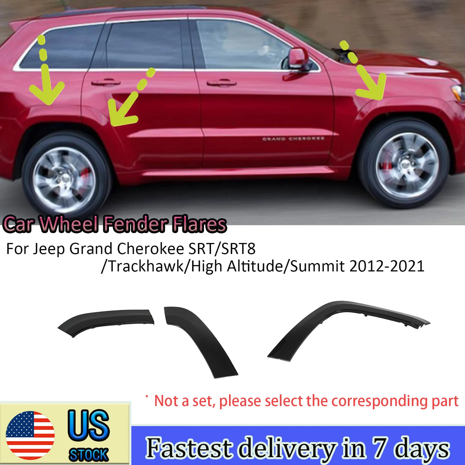For Jeep Grand Cherokee SRT/SRT8/Trackhawk/High Altitude/Summit 2012-2021 Car Front Wheel Fender Flare Mudguards Body Kit
