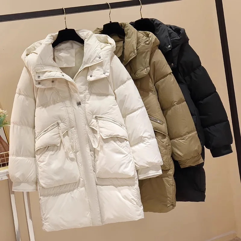 

Парки женские пальто средней длины с капюшоном на молнии толстые теплые Y2k уличная одежда элегантная куртка рабочая повседневная свободная осень-зима