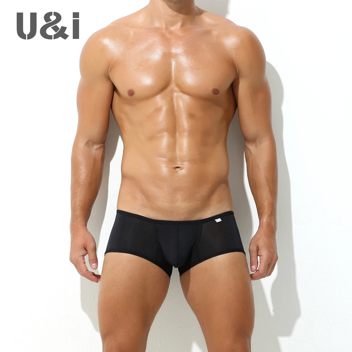 U＆I Men's Sexy Flat Briefs Breathable Moisture-Wicking Bullet Separation Pouch High-End Boxer Briefs Trendy Underwear