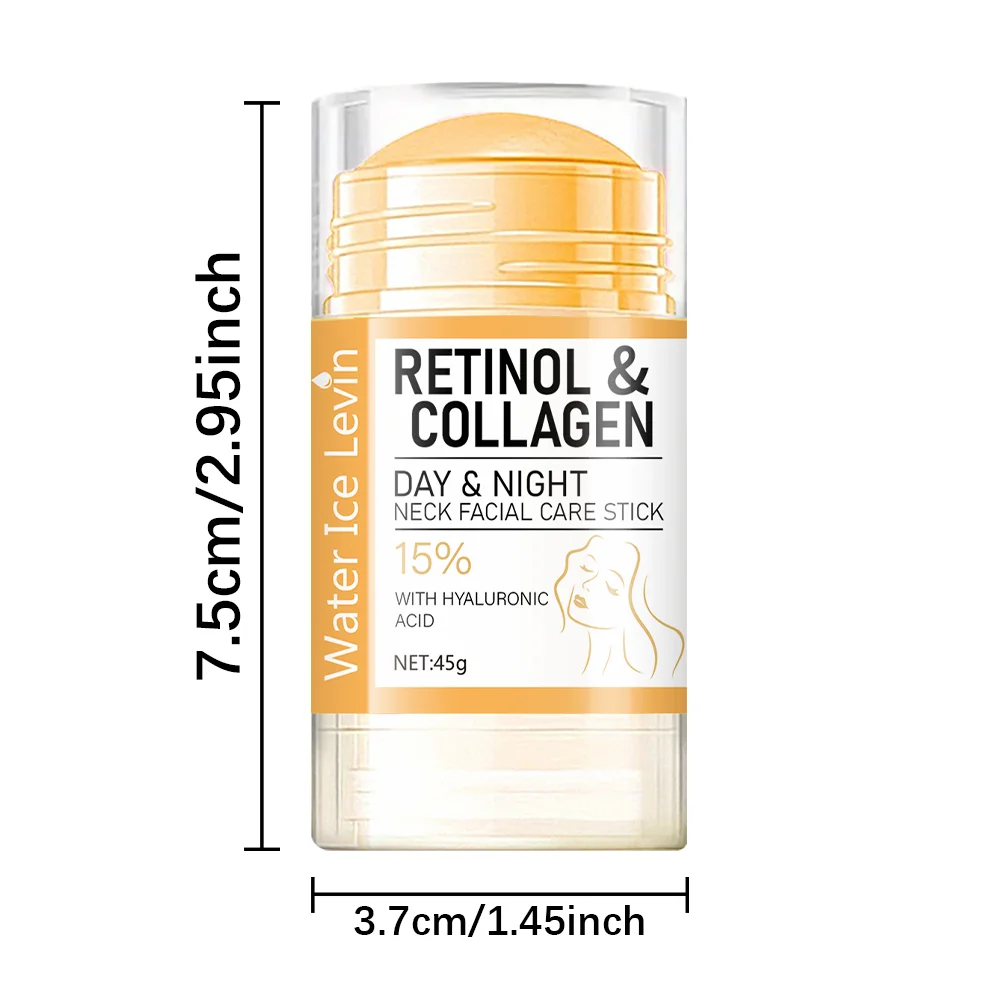 Retinol and Collagen Neck and Face Firming Cream, Firming Neck Cream Stick with Hyaluronic Acid, Moisturizing Formula, Suitable for Men and Women