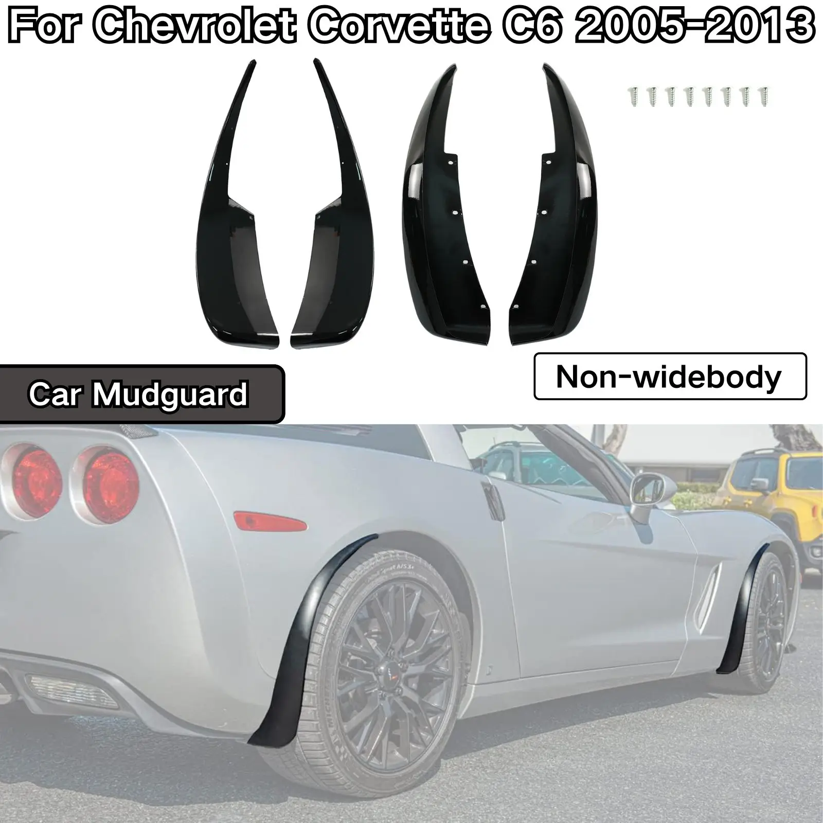 Front Rear Splash Guards Car Mudguard For Chevrolet Corvette C6 2005-2013 Non-Widebody Body Kit Cars Accessories Glossy Black