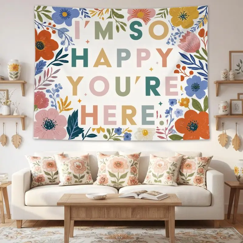 VIKAMA Colorful Flowers Inspirational Quotes Tapestry Bohemian Healing Text Hanging Cloth Bedroom Classroom Study Home Decor
