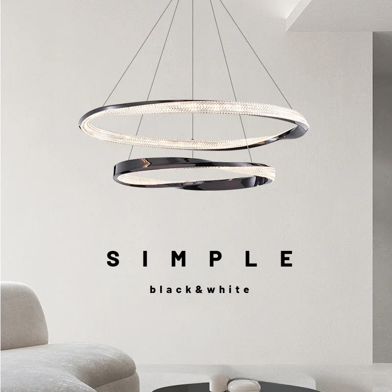 Pendant Light Light luxury living room chandelier designer villa model room creative bedroom dining room minimalist ring lamps