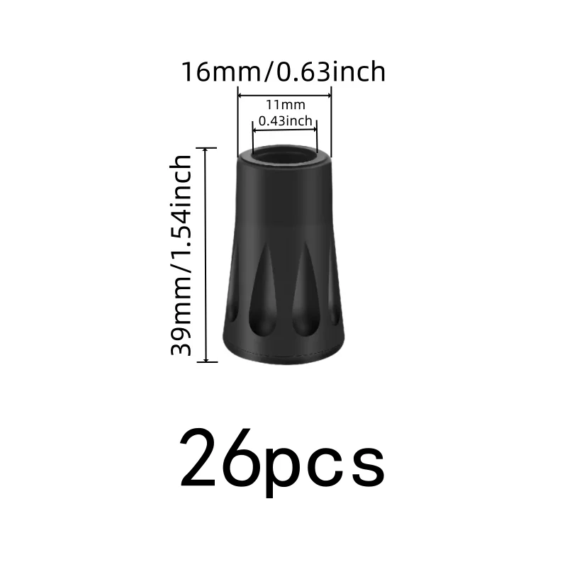 26 pcs Hiking Stick Protectors, Mountain Climbing, Shock Absorption Design, Rubber Anti-Slip Material