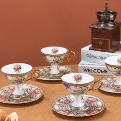 European Ceramic Mug Court Flower Relief Afternoon Tea Coffee Cup Set Modern Breakfast Table Milk Cup Creative Home Decoration