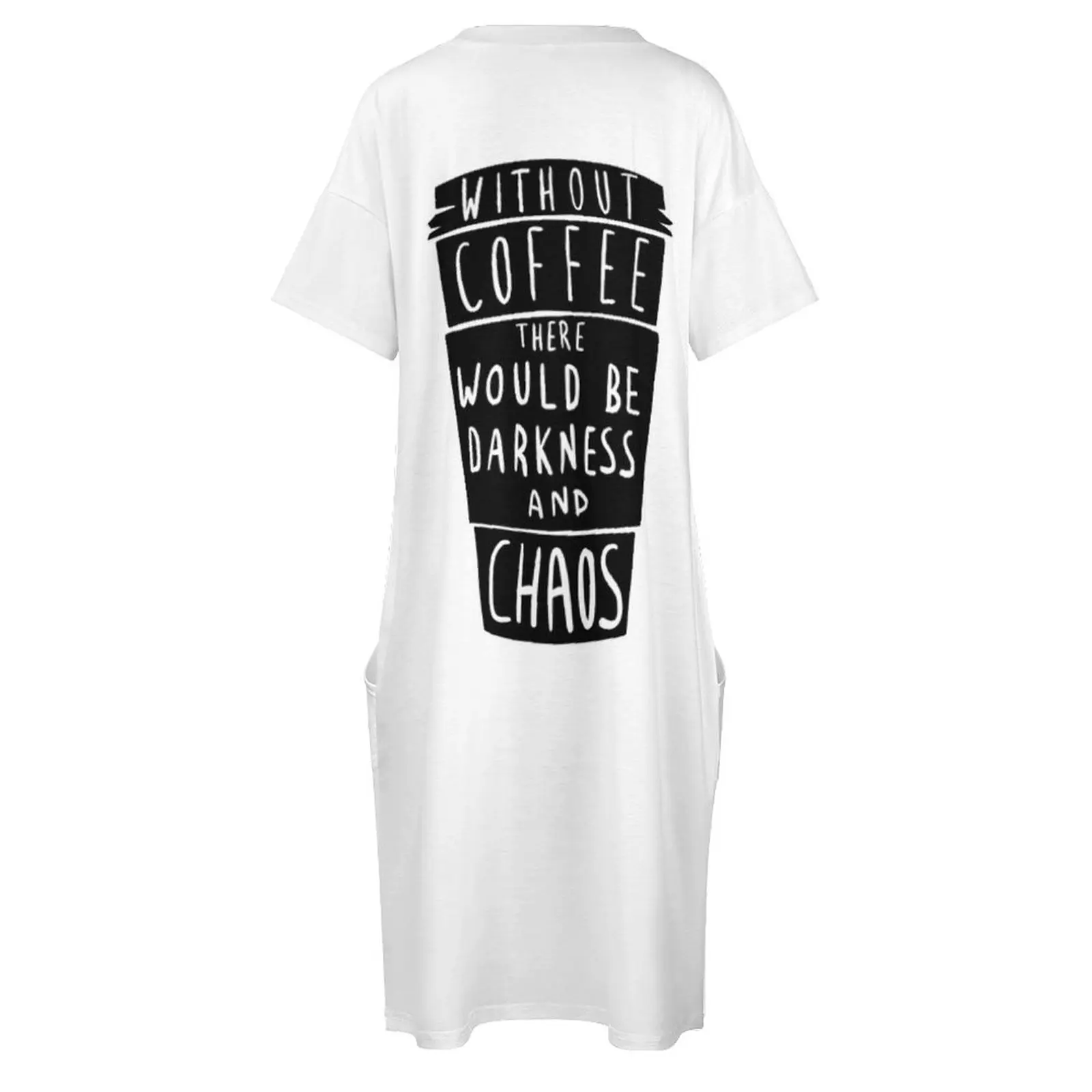 커피 없이는 어둠과 혼란이 있을 것입니다. 루즈 포켓 드레스 드레스 여름 여성 2025 여름 드레스 여성 2025
