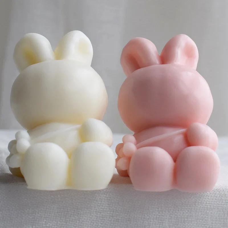 Rabbit 3D Ice Cube Silicone Mold Aromatherapy Candle Flower Diffuse Plaster Crystal Glue Handmade Soap Animal