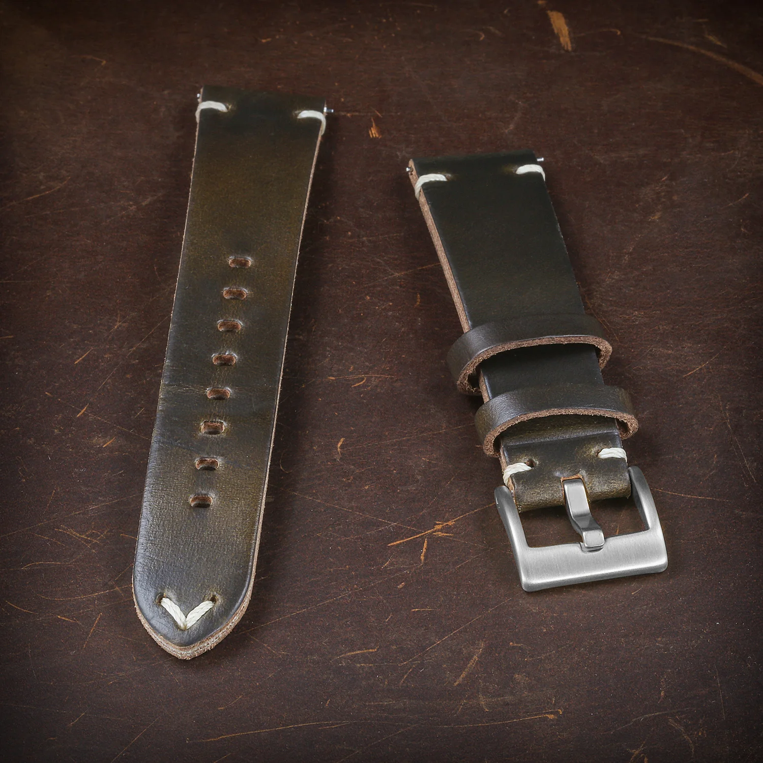 Hemsut cavalo hip couro pulseiras de relógio para homem mulher, horween chromexcel couro liberação rápida artesanal pulseira de relógio macio vintag