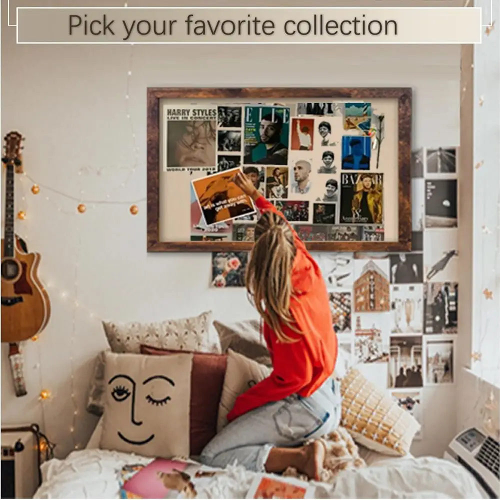 Quadro Magnético Rústico 36x24 com Linho para Casa e Escritório, Inclui 4 Alfinetes e 4 Ímãs