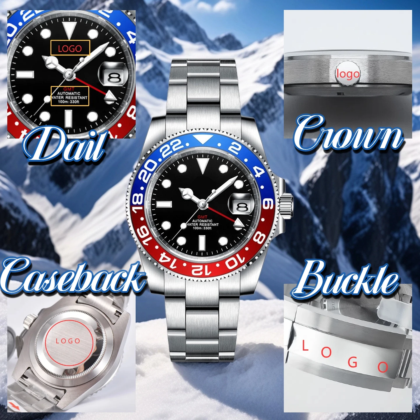 

Corgeut Customized Men's Automatic GMT Watch - NH34 Movement, 40mm Sapphire Crystal, 100M Waterproof, Luminous Dial