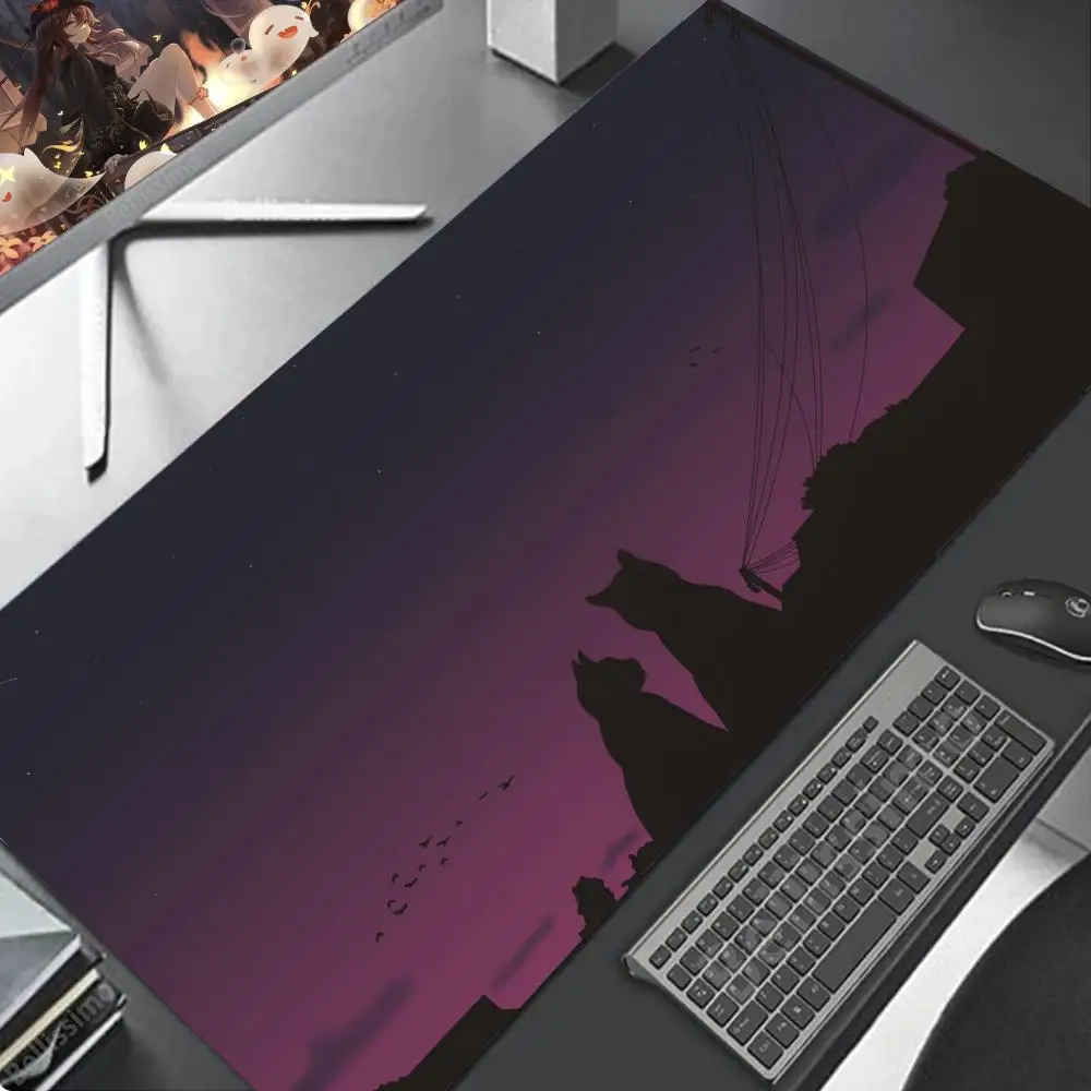 A cat looking into the distance High-end E-sports MousePad Pink art Mouse mats Desktop Setup Large computer mat rubber mouse pad