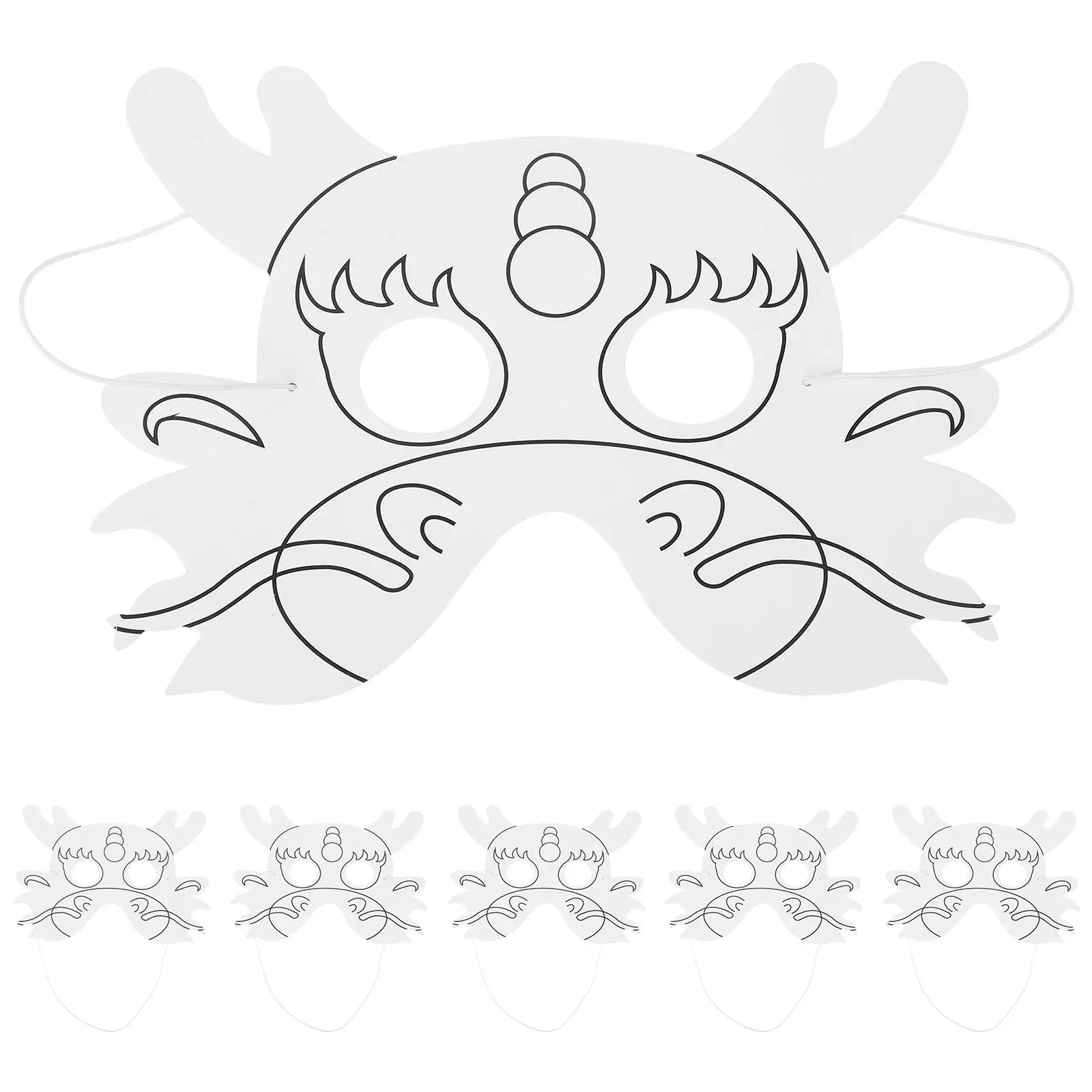 6 Pcs Moisturizing Graffiti Mask Child Unpainted Paper Masquerade Party Blank Masks