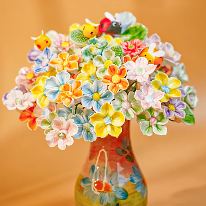 

Ceramic Flower Artificial Flower Handmade Fake Flower Creative Floral Home Decor Party Wedding Garden Decor Valentine's Day Gift