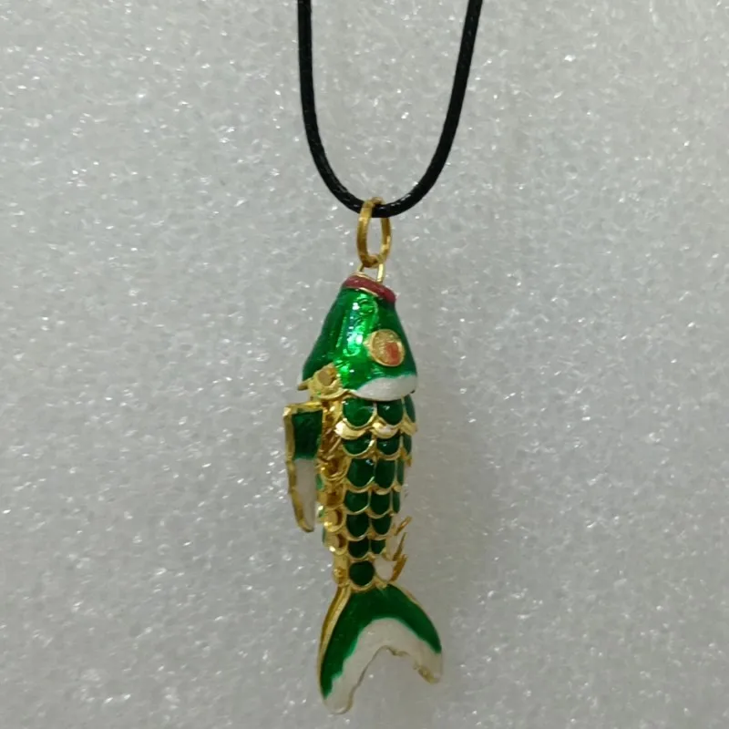 Enamel Large Koi Fish Pendant Necklace, Women Men Accessories, Cloisonne Animal Goldfish Charms Wax cord Chains