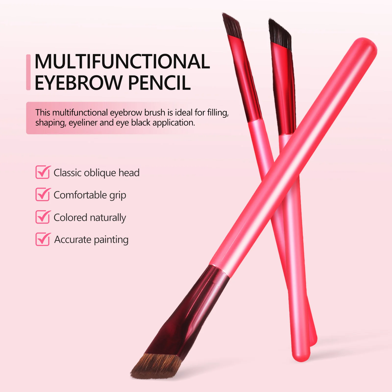 

3 Pcs Makeup Brushes Eyebrow Set Liner Angled Applicator for Eyebrows Hair Stroke Travel