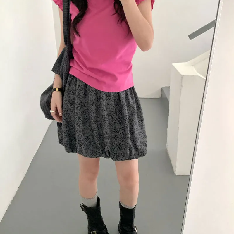 2026 Spring New Elastic Waist Design Floral Skirt Women