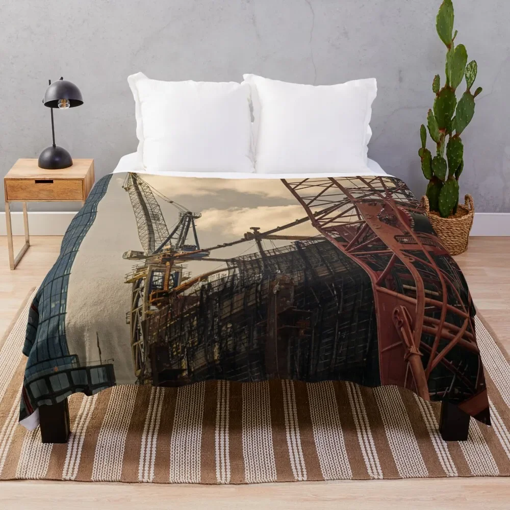 Construction Cranes 2 Throw Blanket Thin Soft Blanket for Summer Night Sleeping