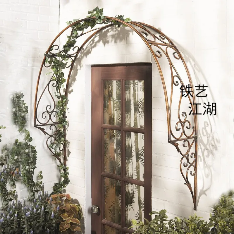 American country metal climbing flower stand green plant climbing vine stand window shading green plant garden door top