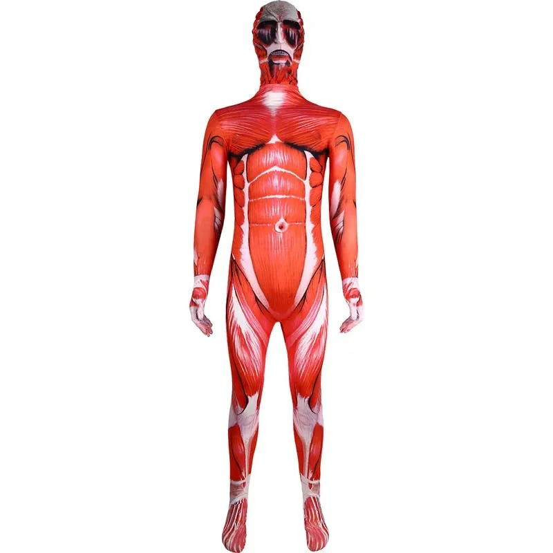 

Титан Хэллоуин Вечеринка Взрослые Косплей Комбинезон Костюм Полный Зентаи Боди Мужчины Облегающие Мышцы Костюм; 3,v'6.f;9,