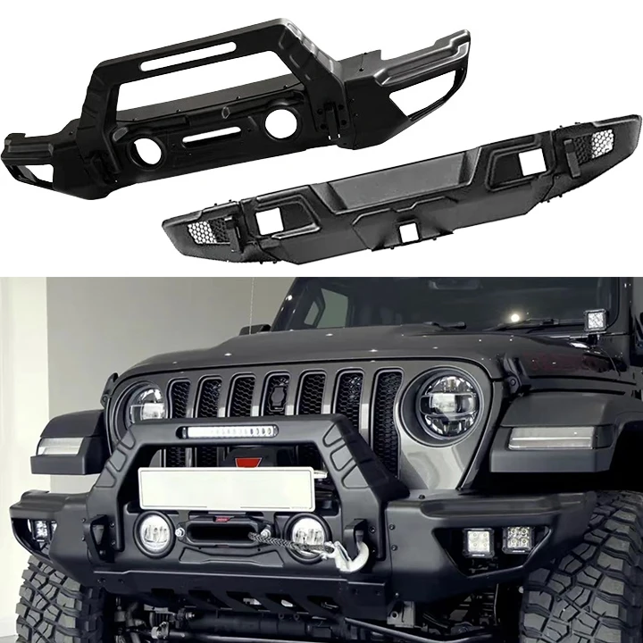 

4x4 Offroad Steel Bumper with Tow Hook Cutouts Matte Black for Jeep JK JL 2007-2017