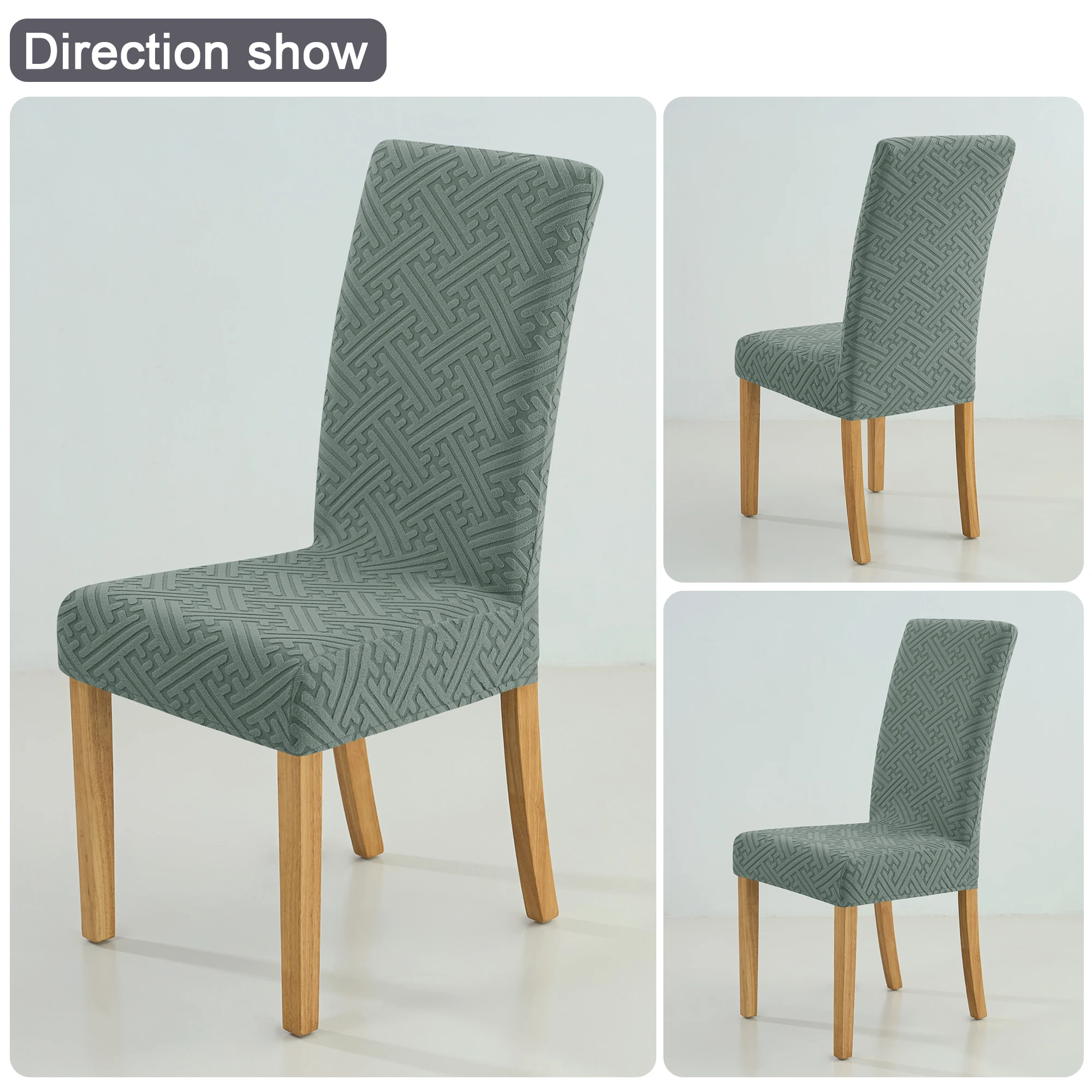 Elastic Jacquard Chair Cover For Dining Room Thick Dustproof Chair Cover Slipcover For Dining Kitchen Hotel Wedding Banquet