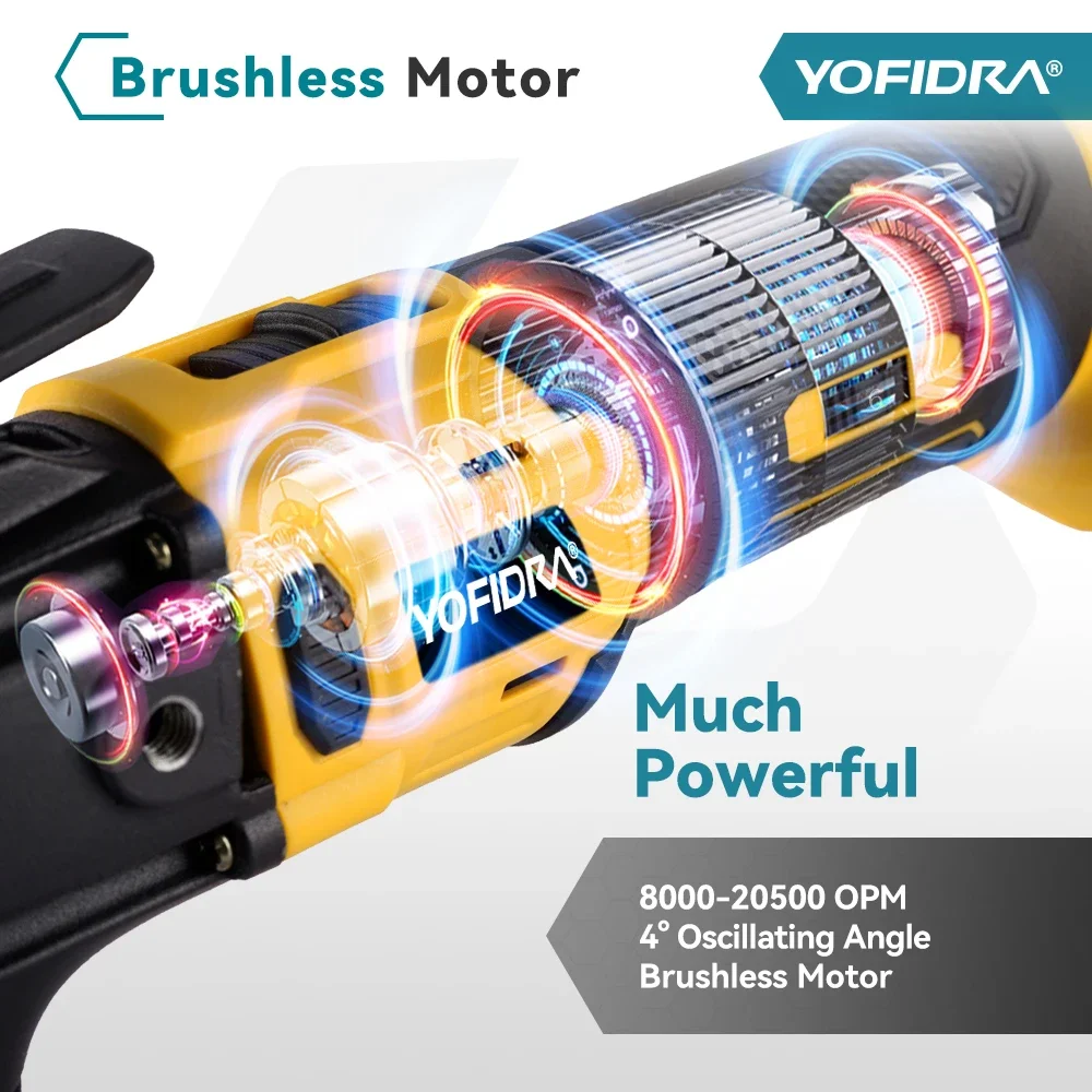 Yofidra Brushless Oscillating Multi-Tool Cordless Variable Trimming Shovel Woodworking Home DIY Tool For Makita 18V Battery