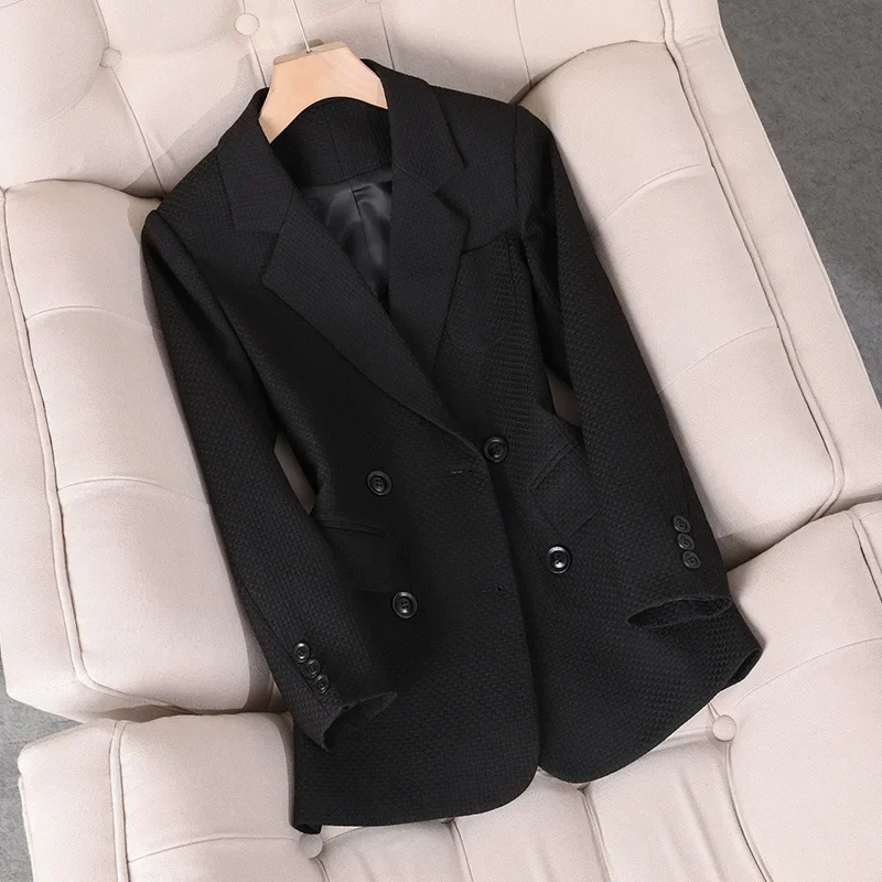 Blazers de peito único xadrez para mulheres, terno de escritório, jaqueta de negócios, preto, laranja, verde, moda