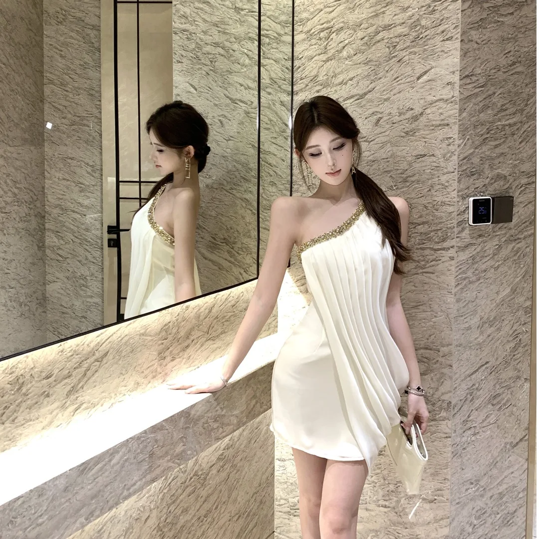 Ele ort iny saia de cetim sexy oulder cintura cortada cinched bodycon verão nova chegada chinês faion feminino dr