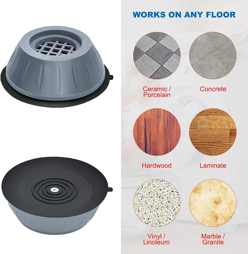 4Pcs Anti Vibration Pads for Washing Machine and Dryer, Cancelling Washing Machine Shock and Noise, Prevent Moving and Shaking