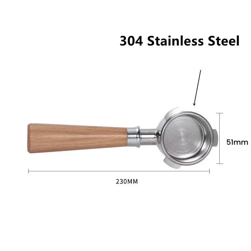 51mm Kaffee-Bodenloser Siebträger Passend für HIBREW H10B/H11/H8A, Kitfort, Mr. Kaffeemaschine, Sangkee ESS5, em450m Espressomaschine mit Korb
