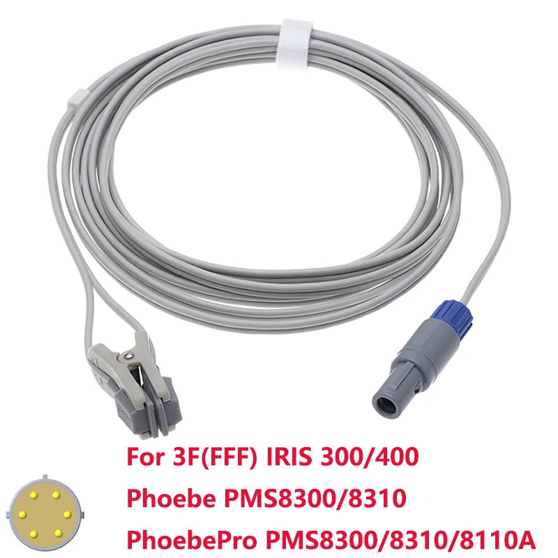 

Compatible 3F(FFF) Medical IRIS 300/400 Phoebe PMS8300/8310 PhoebePro PMS8300/8310/8110A Monitor,3m Spo2 Sensor Oximetry Cable.