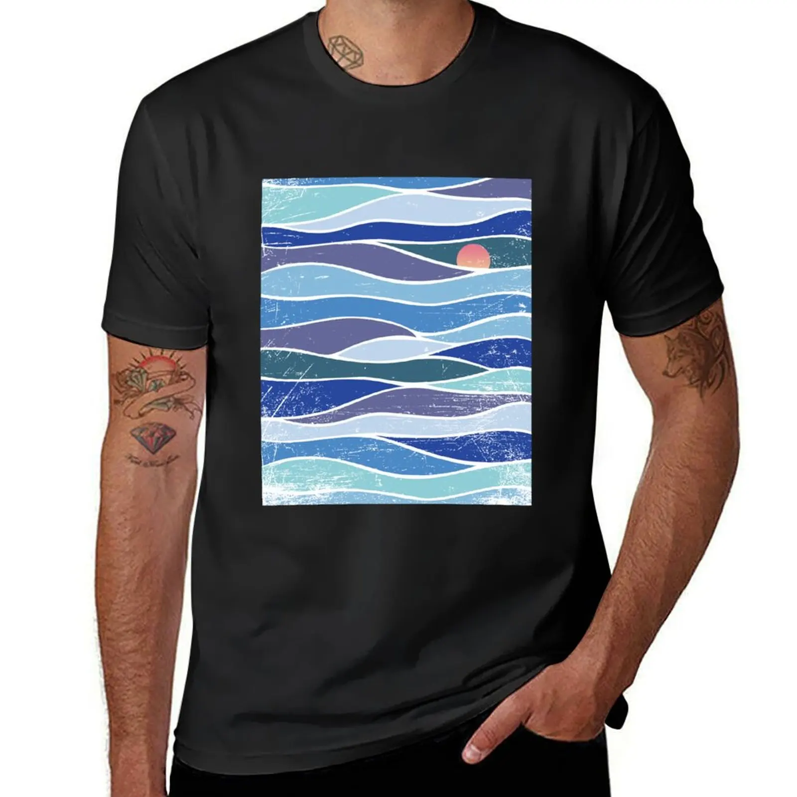 

Waves And Sun T-Shirt for a boy quick drying Men's t shirts