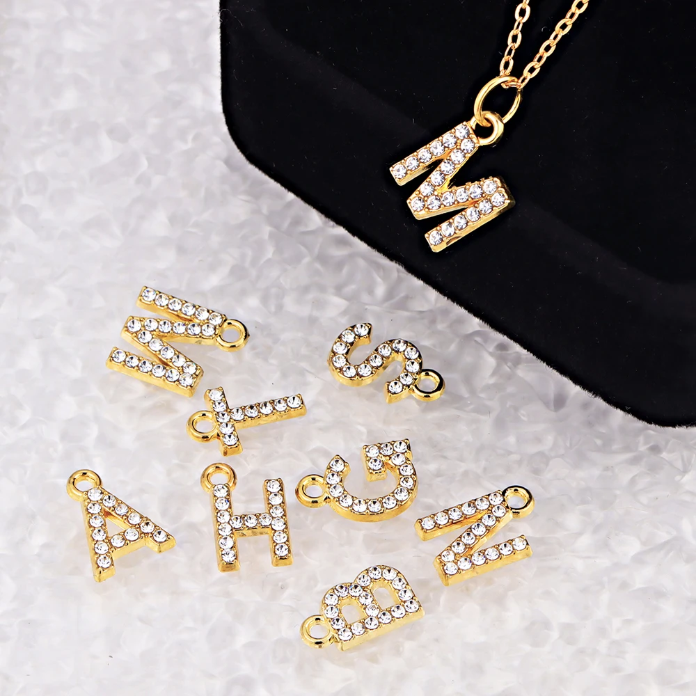 Kpop Shining A-Z Letter Pendant Charm Necklace 26 Initial Alphabet Name Golden Clavicle Chain Party Valentine\'s Day Jewelry Gift