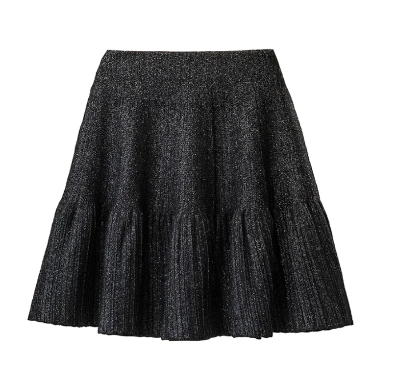 Womens Autumn 2025 New Fashion Korean High Waist Simple Knitted Skirt Loose and Versatile A-line Age Reduction Black Skirts