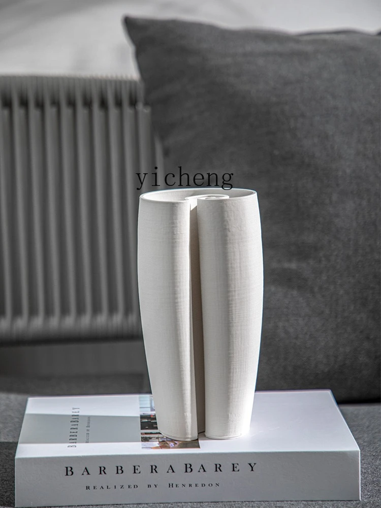 

LSL Modern Minimalist Art Ceramic Vase White Living Room Desktop Decoration Ornament Flower Vessel