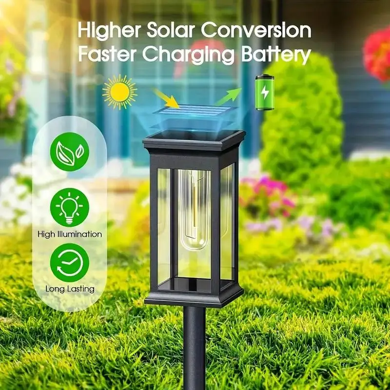 4Psc Solar Pathway Lights Solar Lights Outdoor Solar Powered Garden Lights for Walkway Yard Backyard Lawn Landscape Lighting Decor - view 4