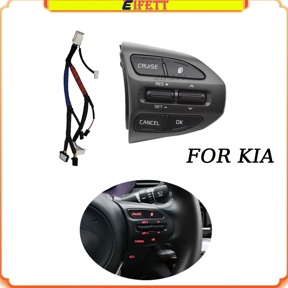 

Auto Steering Wheel Audio Control Button Switch With Wire For Kia K5 Optima 2014 2015 RED Backlight