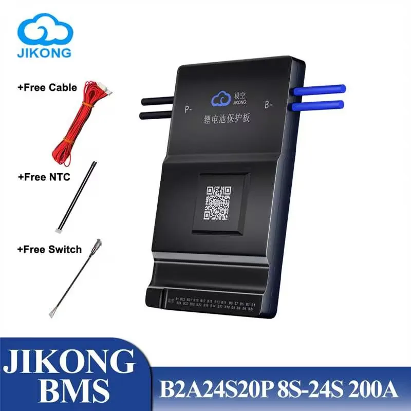 JIKONG JK B2A24S20P Smart BMS 2A Active Balance 8S~24S 200A BT 36V 48V 60V for Li-ion LTO LiFePO4 Battery Storage System JKBMS