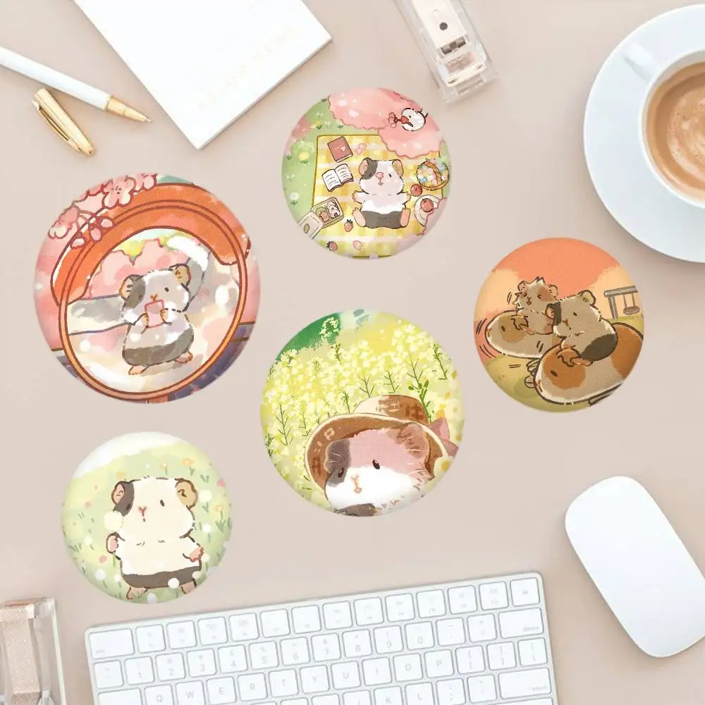 

H-Healing guinea pig Badges Creative Tinplate Button PinsBrooch Badge Clothes Backpack
