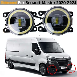 2 X Angel Eye LED Lens Fog Light DRL For Renault Master 2020 2021 2022 2023 2024 30W Car Front Fog Daytime Running Lamp H11 12V