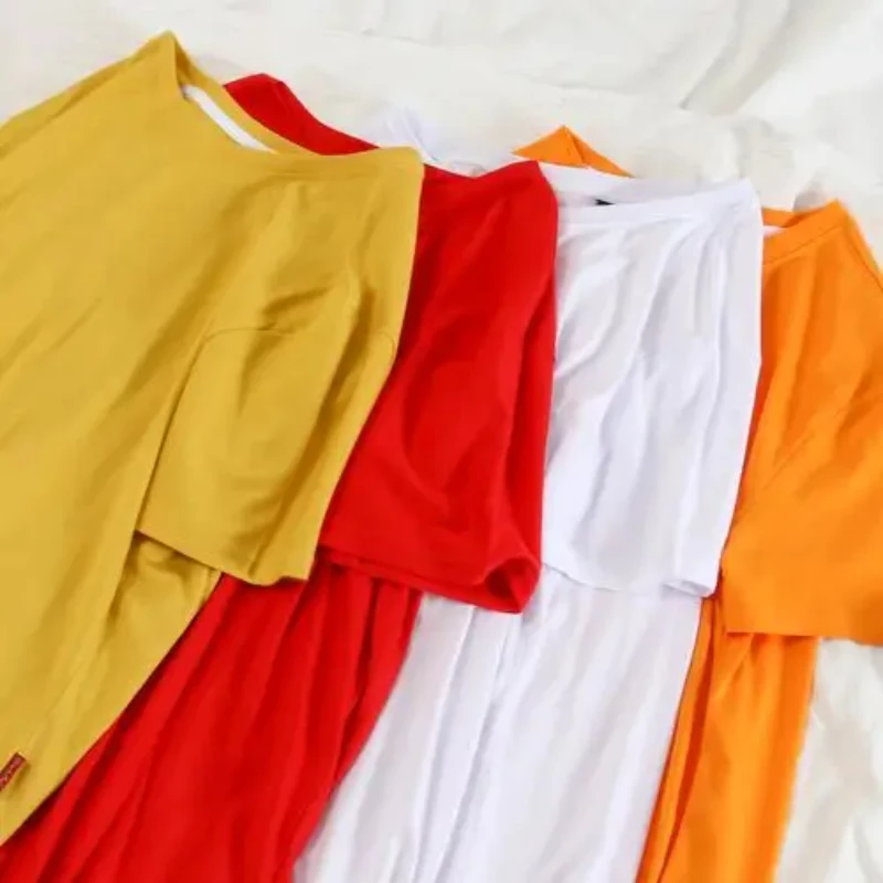 Plus Size DIY Advertising Shirt Short-sleeved Versatile Round-neck Solid-color Cotton T-shirt Loose Shoulder Design Customizable