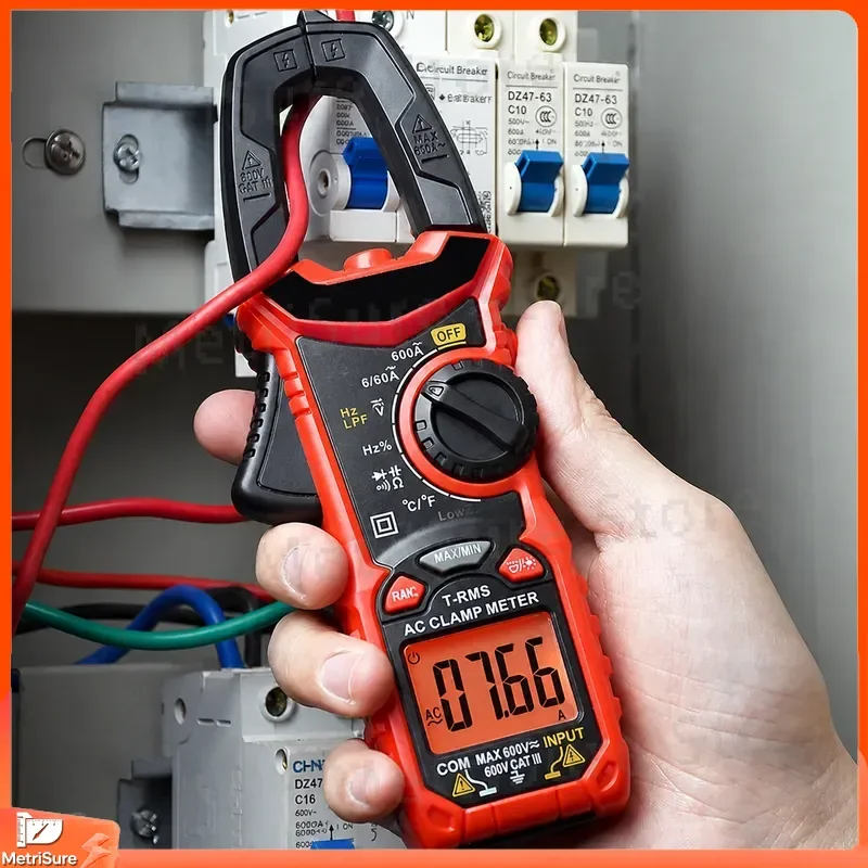 Digital Clamp Meter Multimeter True RMS Auto Range Voltage Current Resistance Continuity Tester for Electricians and