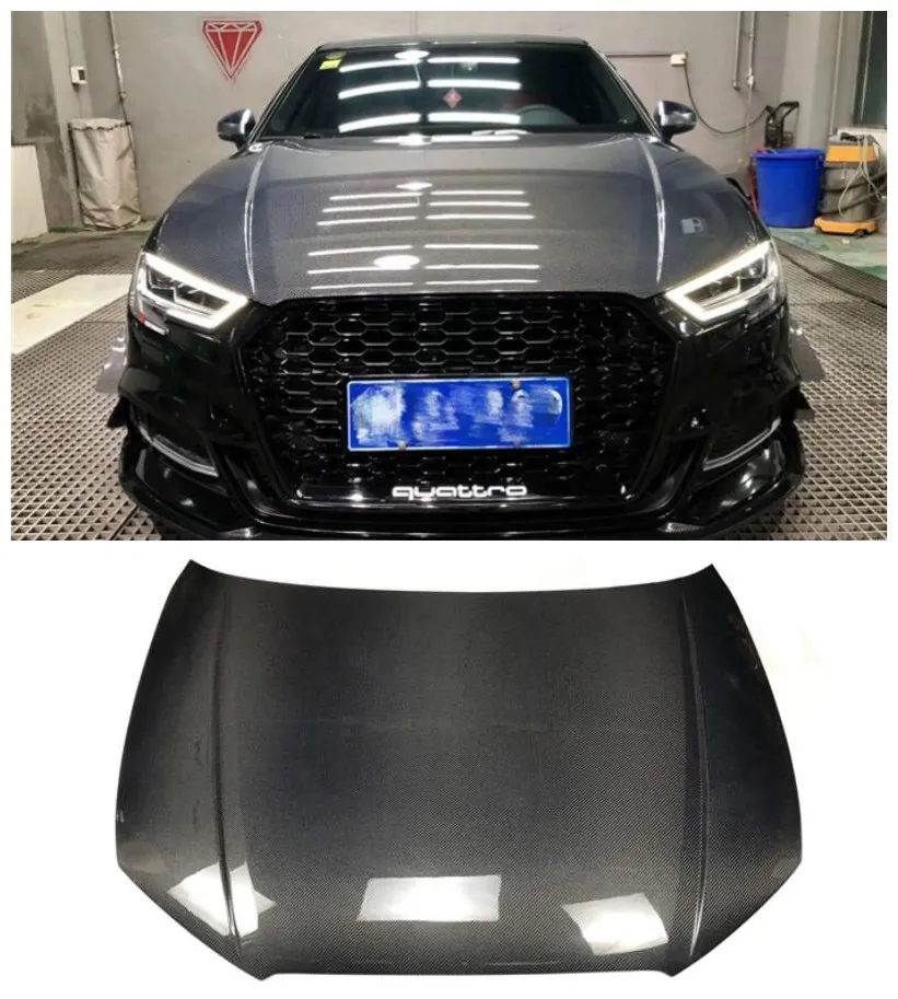 

High Quality Carbon Fiber Front Engine Hood Vent Cover Fits For Audi A3 S3 2013-2019