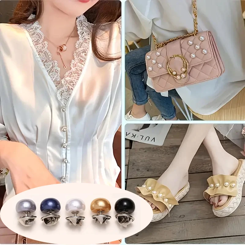 10 épingles à boutons perlés, couvre-boutons décoratifs de sécurité pour chaussures, chapeaux, sacs, châles, broches à aiguille pour col, boucles de fixation