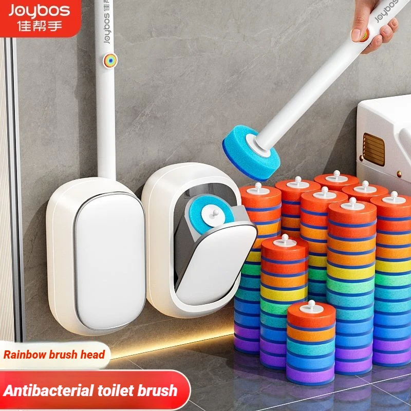 Disposable Toilet Brush With Holder Built-In Brushes Head 21&42 Pcs One-Touch Wall Mounted Refills Bathroom Toilet Cleaner Brush
