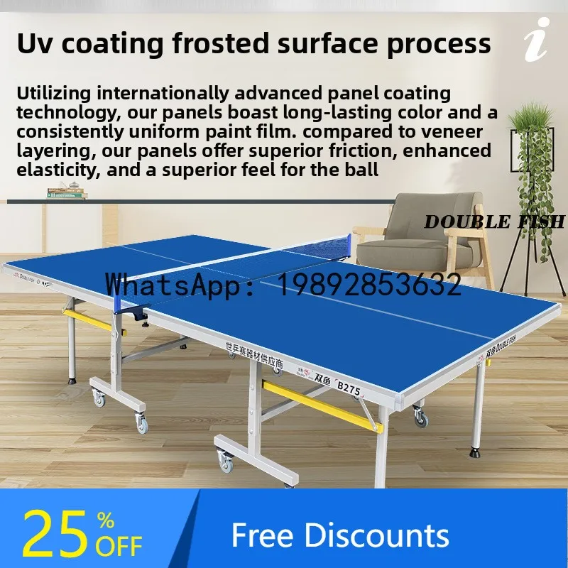 YFY Table Tennis Table for Home Use, Foldable and Portable, Standard Indoor B275 Blue Ping Pong Table