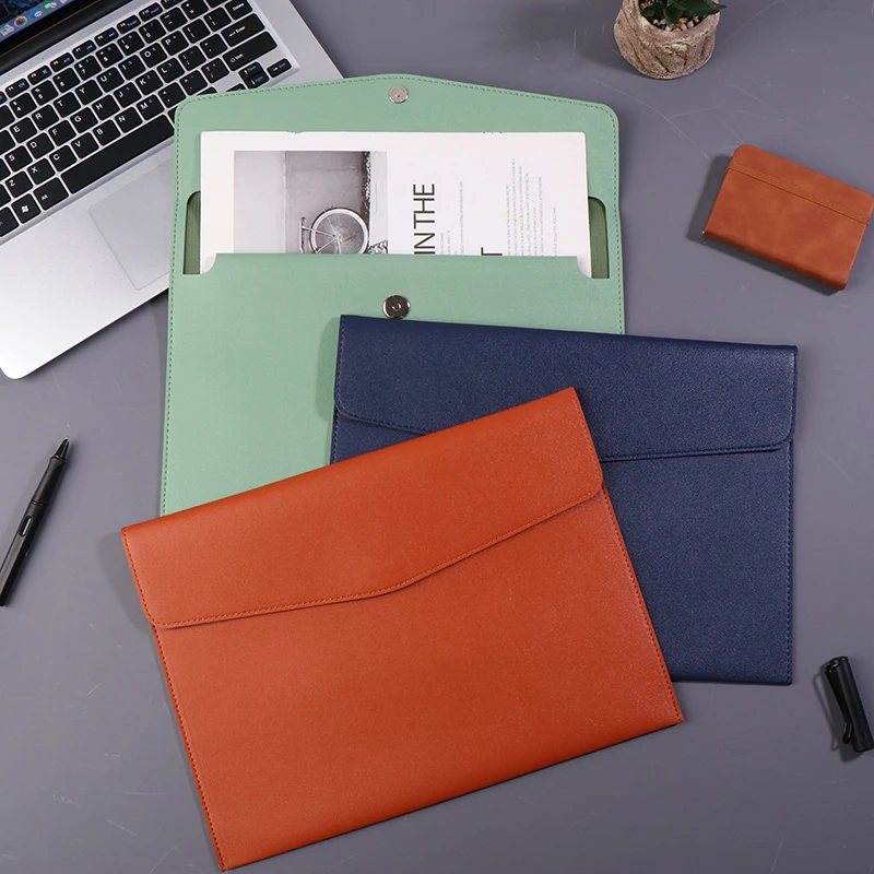 1 Piece A4 Document Bag Leather File Folder Data Package Fashion Briefcase Data Contract Bill File Bag School Office Supplies