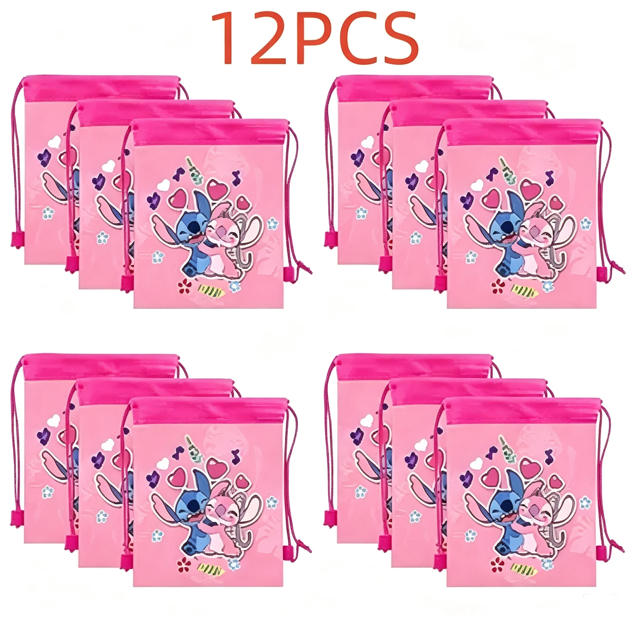 12Pcs Mesuca Cartoon Drawstring Gift Bags Non‑Woven Fabric Kids Party Favor Bags Candy Treat Goodie Bag Backpack For Birthday Party Supplies