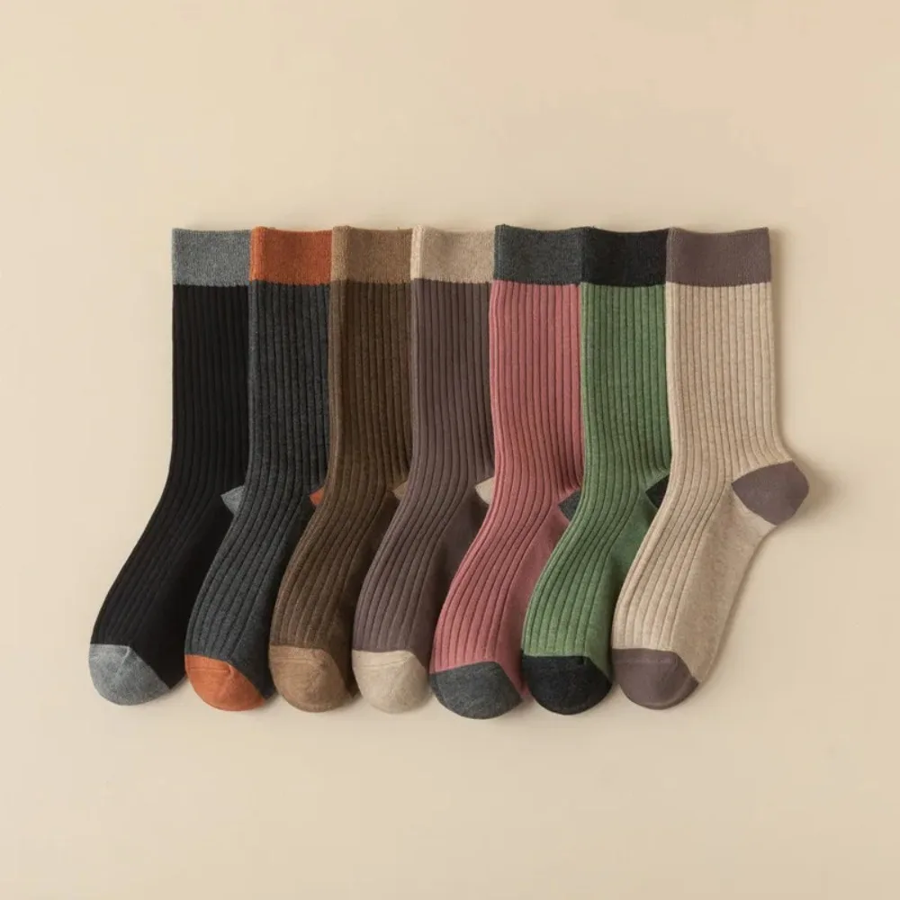 

7 Pairs New Cool Women Fashion Vintag Warm Cotton Sock Female Autumn Winter Lady Thick Casual Girl Middle Tube Socks For Women