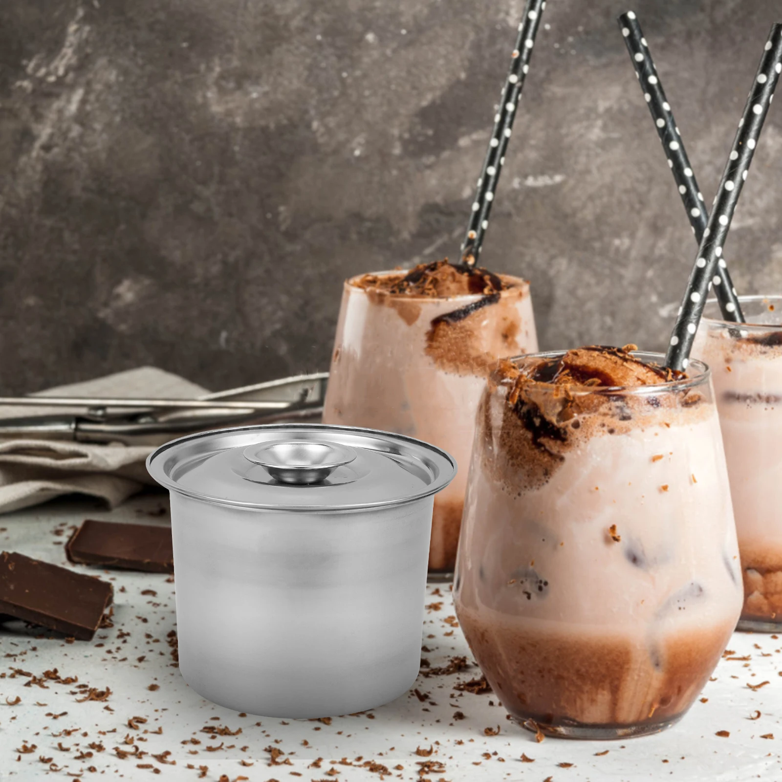 

Stainless Steel Ice Cream Storage Box Reusable Freezer Container for Home Cafe Dessert Preservation Keeper Large Capacity Food
